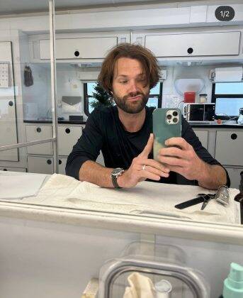 Padalecki getting ready for a scene of "Walker". (Photo: Instagram)