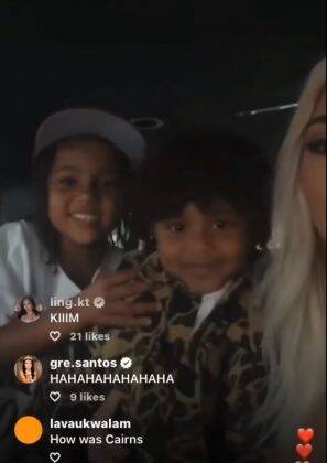 The socialite's children stole the show during a live promoted on Kim's Instagram. (Photo: Instagram)