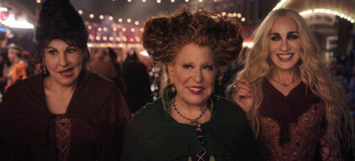 Actresses Sarah Jessica Parker, Kathy Najimy and Bette Midler return with their iconic characters. (Photo: Disney+ release)