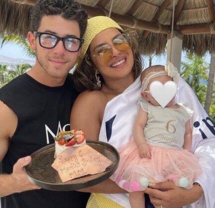 In the photo, the baby appears wearing a "six months" bodysuit with a pink tutu with colorful polka dots, along with a tiara and a pair of pink glasses. (Photo: Instagram release)