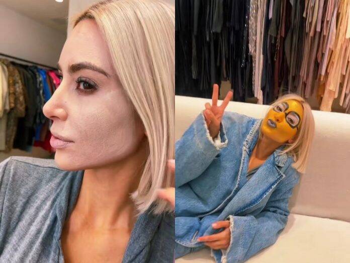 Mother and daughter have a profile together on TikTok and shared a video in which North appears painting Kim's face with the colors of millennial beings. (Photo: TikTok release)