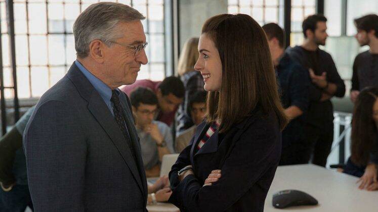 The Intern (2015). Trying to get back into the workforce, 70-year-old widower Ben Whittaker takes the opportunity to become a senior intern at a fashion website. Ben soon becomes popular with his younger co-workers, including Jules Ostin, the company's boss and founder. Whittaker's charm, wisdom and sense of humor help him develop a special bond and a beautiful friendship with Jules. (Photo: Warner Bros. Pictures release)