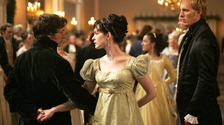 Becoming Jane (2007). The story takes place in 1795 and revolves around Jane Austen, a young woman in her 20s who is starting to make a name for herself as a writer. While she is more interested in venturing out into the world, her parents want her to marry a rich man soon. The main candidate is the grandson of an important aristocrat, but Jane is interested in the rogue Tom Lefroy, as his intelligence and arrogance provoke her. (Photo: Buena Vista International)