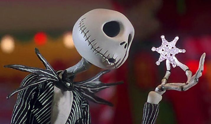 The Nightmare Before Christmas (1993). Directed by Henry Selick, produced and co-written by Tim Burton, the film is known for being the first entirely stop-motion, which consists of a sequence of still images. The film follows Skeleton Jack, the King of Halloween, who decides to kidnap Santa Claus to bring Christmas magic to his home. (Photo: Walt Disney Pictures release)