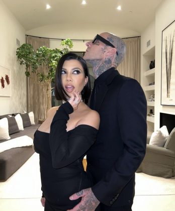 "Every day, Travis is like, 'You're perfect,'" she said. "Having a partner who is so supportive of me and always complimenting me, no matter what, it's just helped me to really embrace the changes and actually to the point where I love the changes now," Kardashian added. (Photo: Instagram release)