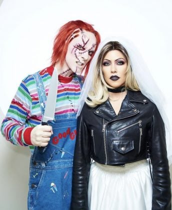 Kourtney Kardashian and Travis Barker dressed up as the terrifying Chucky doll and his bride. It turned out amazing! (Photo: Instagram release)