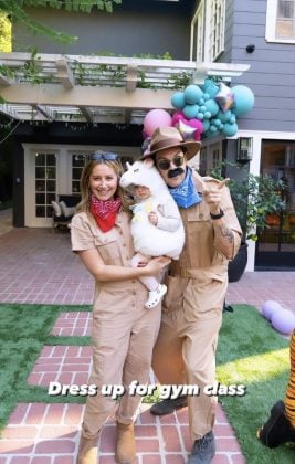 Family fantasy! Ashley Tisdale and her husband Christopher French, dressed as zoo caretaker and safari guide, and their daughter llam. SO CUTE!! (Photo: Instagram release)