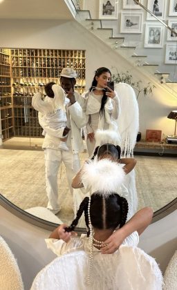 Kylie Jenner and her angelic family, alongside Travis Scott and their children Stormi and Wolf. (Photo: Instagram release)