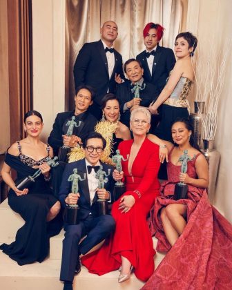 The cast gathered with their awards from other events. (Photo: Instagram)