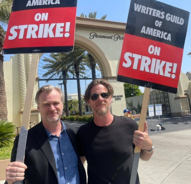 Christopher Nolan and Jonathan Nolan on the picket line for the writers strike (Photo: Instagram)