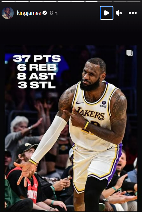 The winger scored 37 points, his best score of the season, leading the Los Angeles Lakers to a 105-104 victory over the Houston Rockets in Los Angeles. Sharing the achievement on his Instagram stories, he wryly mentioned, "Didn't I come (to Los Angeles) to make films? Is that what you said?" (Photo:Instagram)