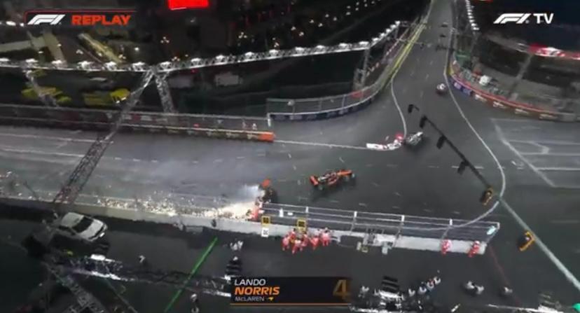 Lando Norris suffered a major accident at the Las Vegas Grand Prix on Sunday (19). (Photo: X)