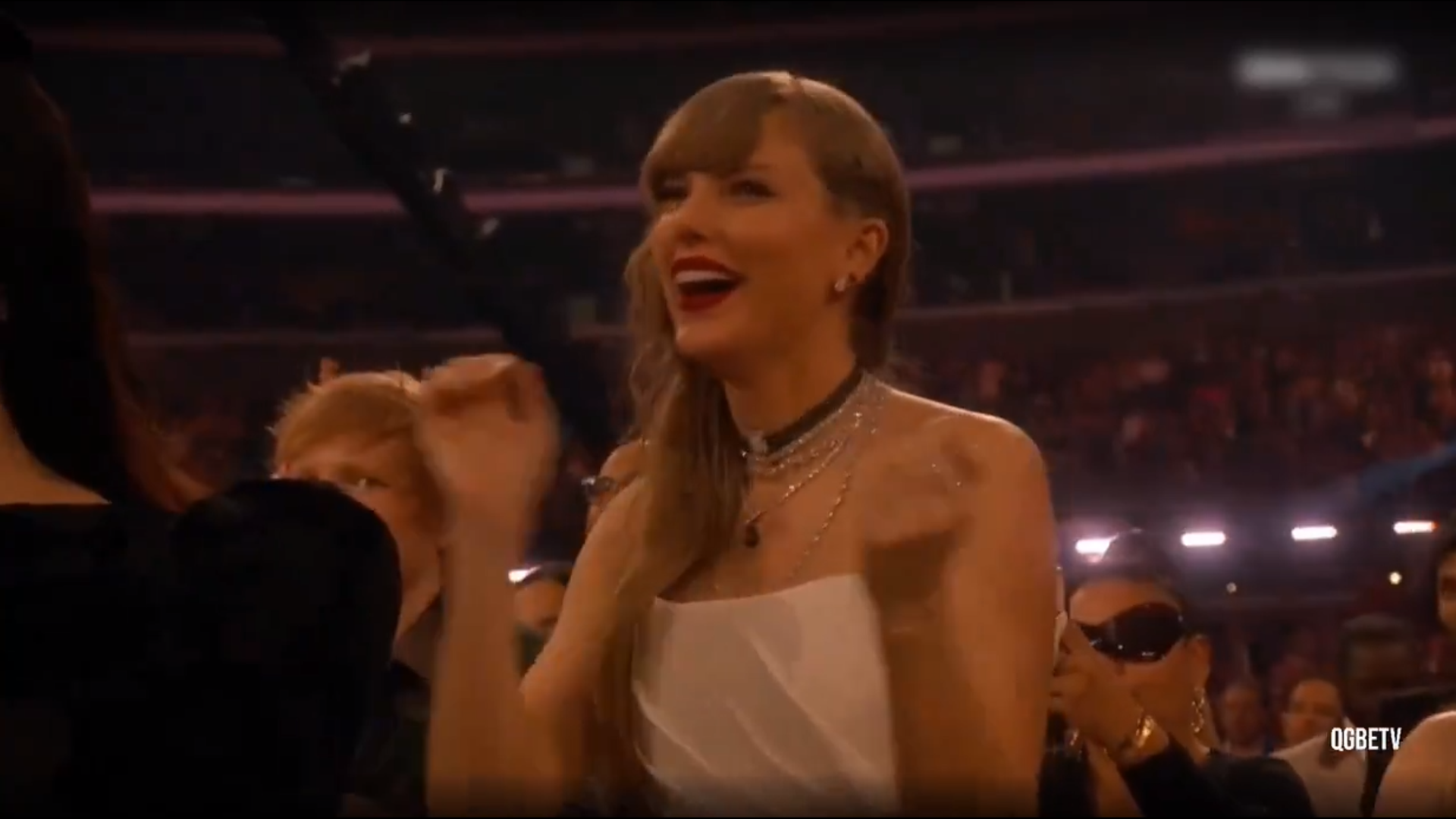 However, Taylor enthusiastically sang Dion's hit "The Power of Love" when she took to the stage for her surprise appearance at the ceremony. (Photo: X)