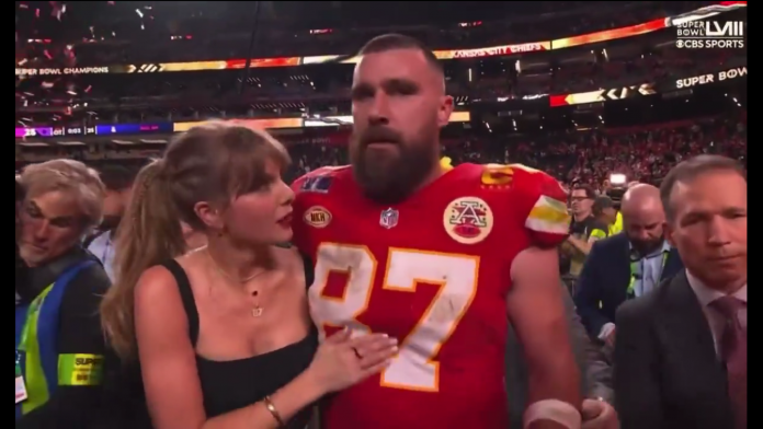 Taylor Swift danced and kissed Travis Kelce at the Kansas City Chiefs’ Super Bowl 2024 afterparty.(Photo: X)